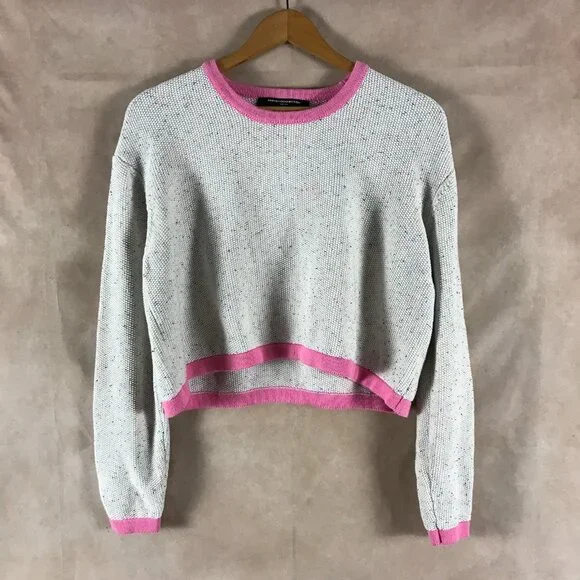 FRENCH CONNECTION Speckled Cotton Cropped Sweater LARGE - Picture 7 of 7